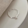 Sterling Silver Simple Style Geometric Polishing Inlay Pearl Open Rings