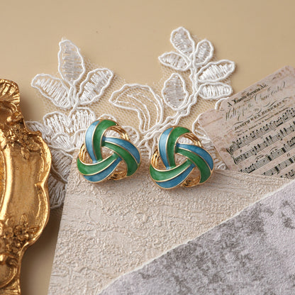 1 Pair Retro Flower Enamel Imitation Pearl Ear Studs