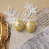 1 Pair Retro Flower Enamel Imitation Pearl Ear Studs