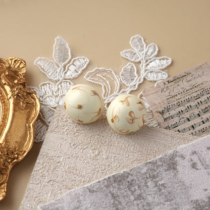 1 Pair Retro Flower Enamel Imitation Pearl Ear Studs