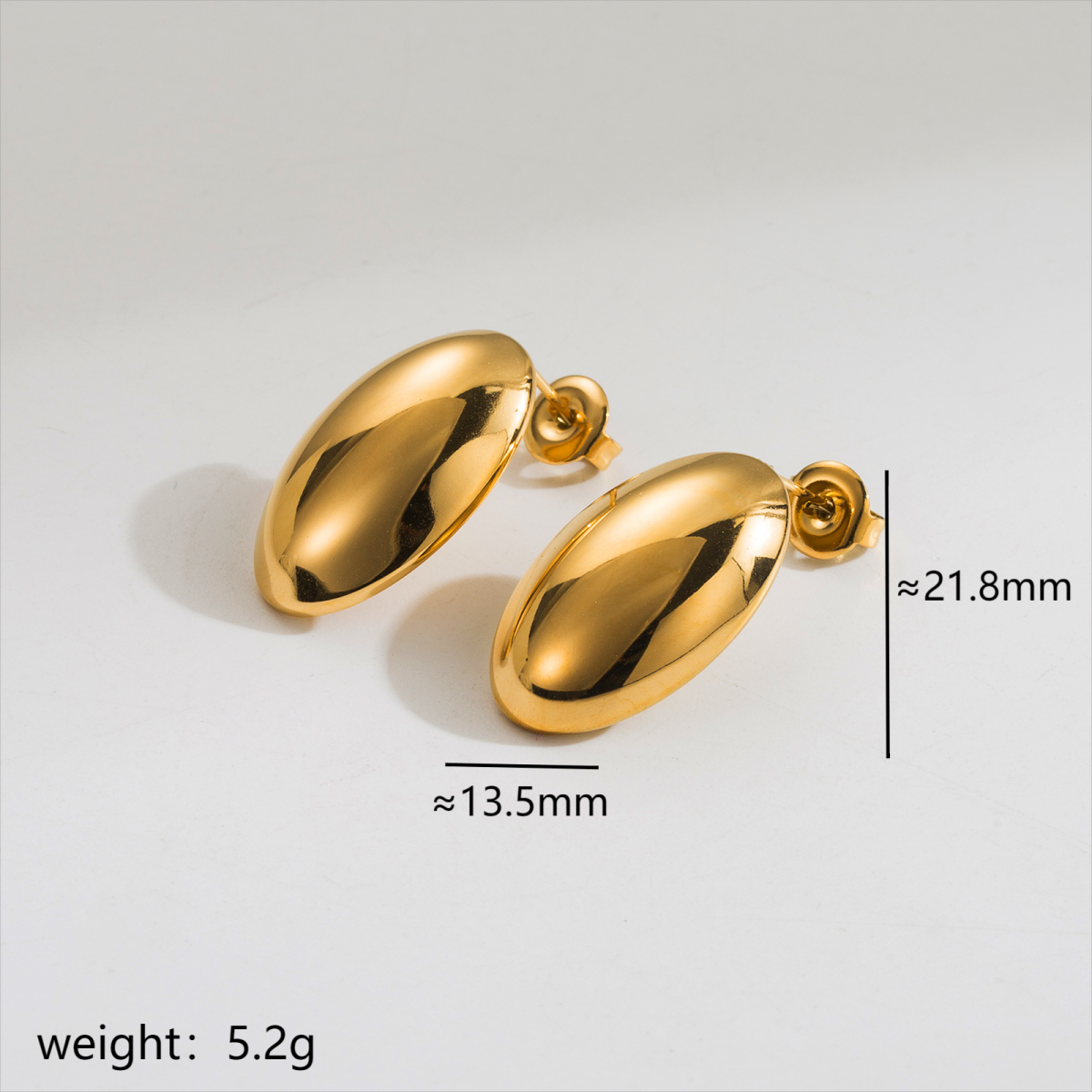 1 Pair Simple Style Oval Stainless Steel 18K Gold Plated Ear Studs