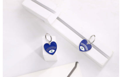 1 Pair Casual Simple Style Devil's Eye Heart Shape Enamel Plating Titanium Steel Drop Earrings