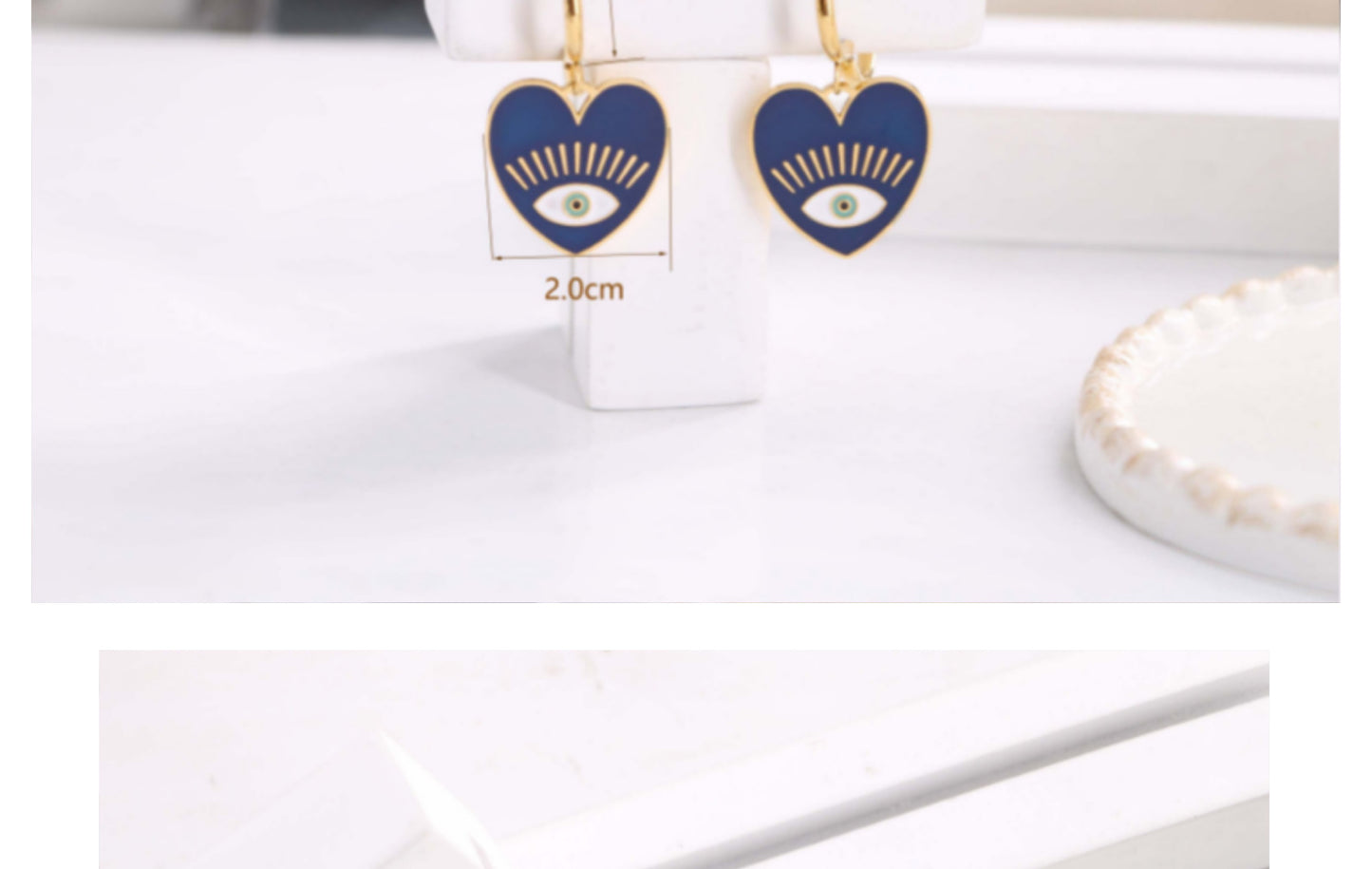 1 Pair Casual Simple Style Devil's Eye Heart Shape Enamel Plating Titanium Steel Drop Earrings