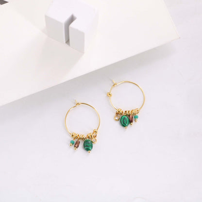 1 Pair Retro Geometric Plating Inlay Stainless Steel Zircon Earrings