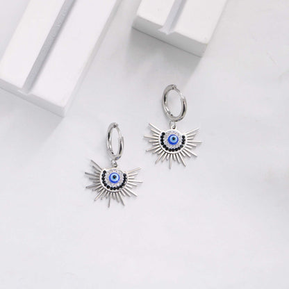 1 Pair IG Style Devil's Eye Plating Inlay Titanium Steel Zircon Drop Earrings