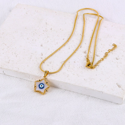 Stainless Steel Copper Vintage Style Devil's Eye Star Butterfly Plating Pendant Necklace