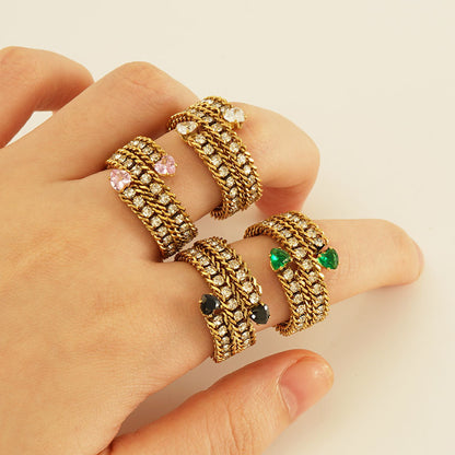 Stainless Steel Vintage Style Geometric Rings