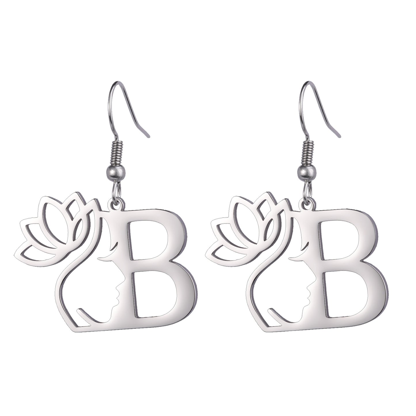 1 Pair Elegant Simple Style Letter Lotus Plating Stainless Steel Drop Earrings