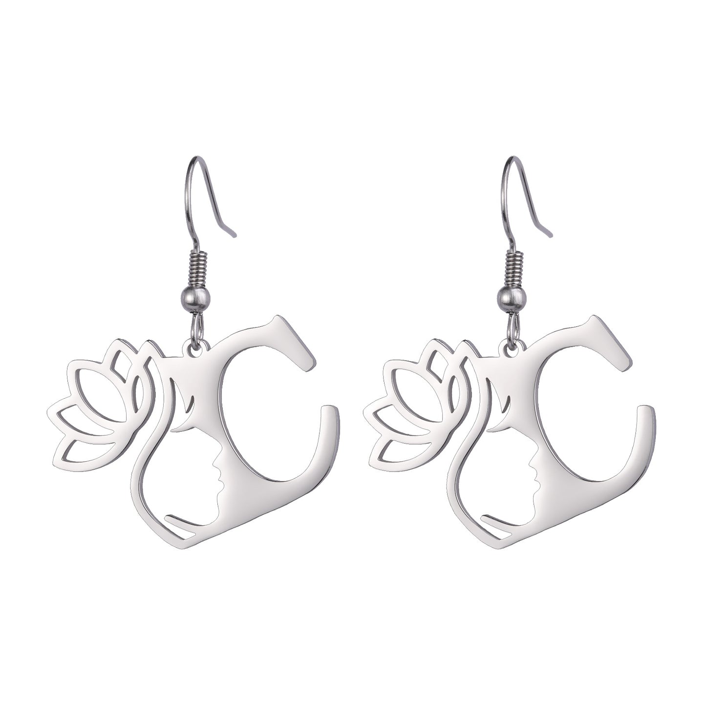 1 Pair Elegant Simple Style Letter Lotus Plating Stainless Steel Drop Earrings