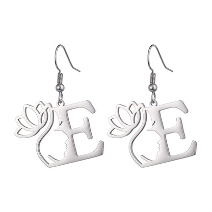 1 Pair Elegant Simple Style Letter Lotus Plating Stainless Steel Drop Earrings