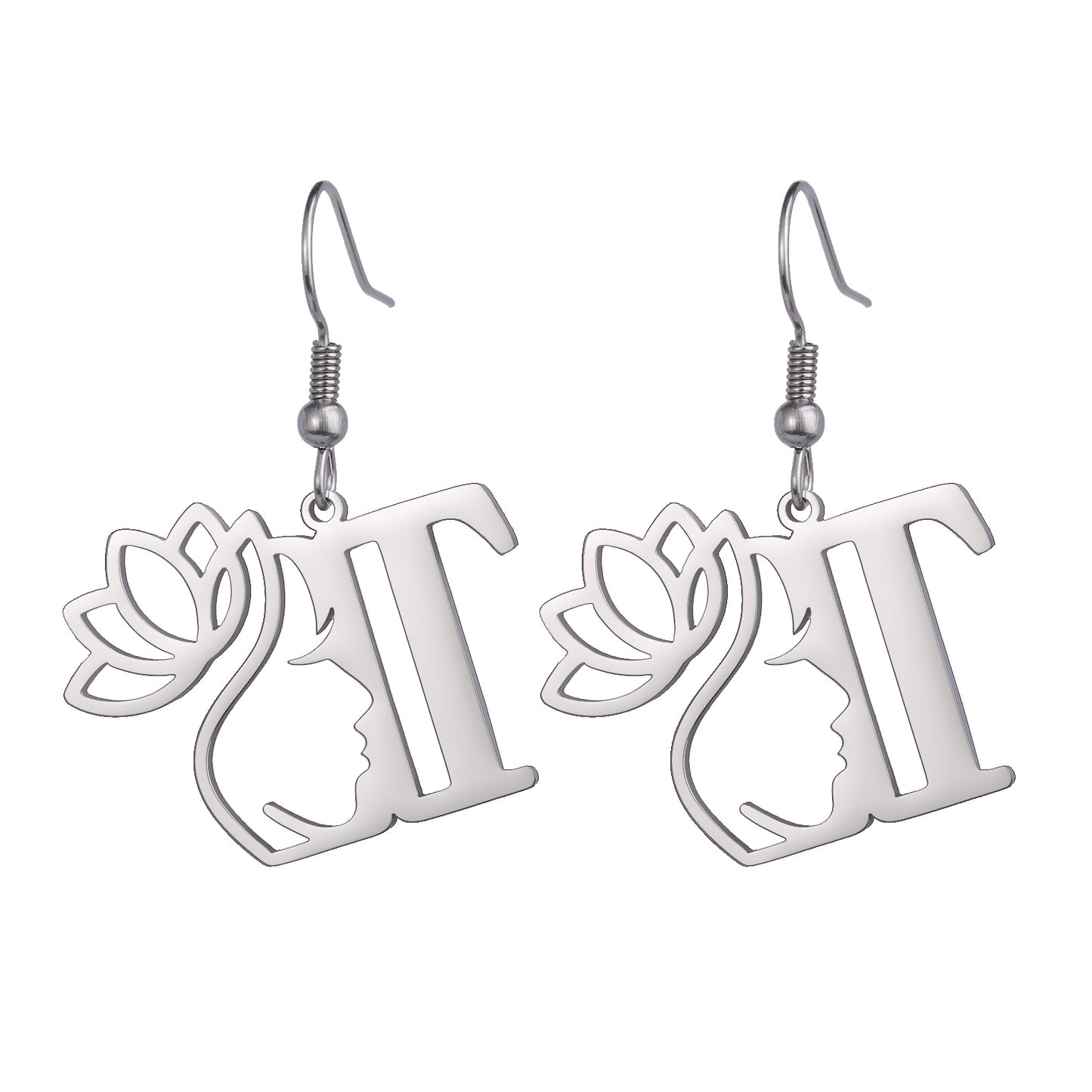 1 Pair Elegant Simple Style Letter Lotus Plating Stainless Steel Drop Earrings