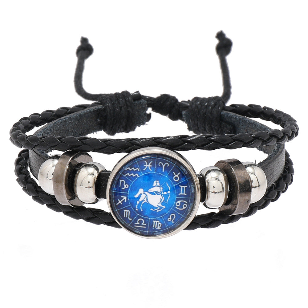 Retro Constellation Pu Leather Knitting Unisex Bracelets