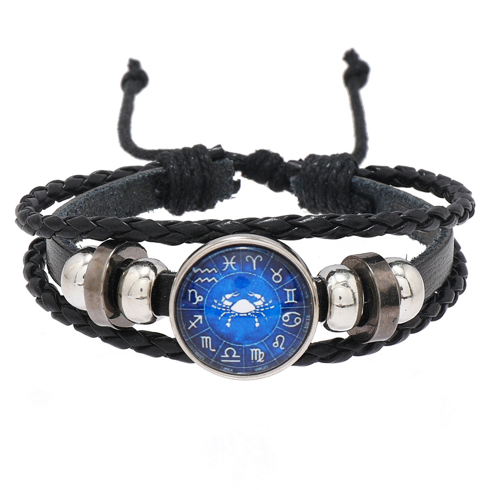 Retro Constellation Pu Leather Knitting Unisex Bracelets