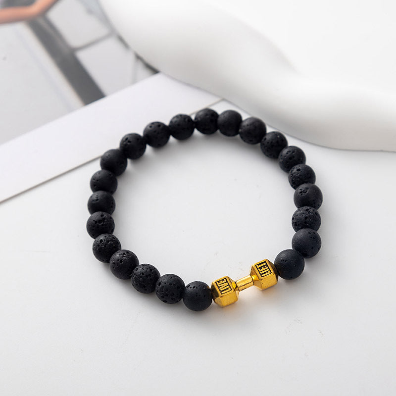 Hip-Hop Geometric Letter Alloy Volcanic Rock Unisex Bracelets