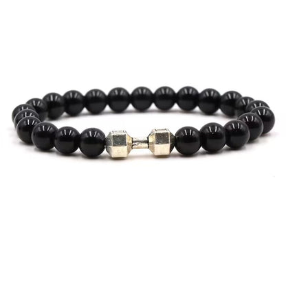 Hip-Hop Geometric Letter Alloy Volcanic Rock Unisex Bracelets