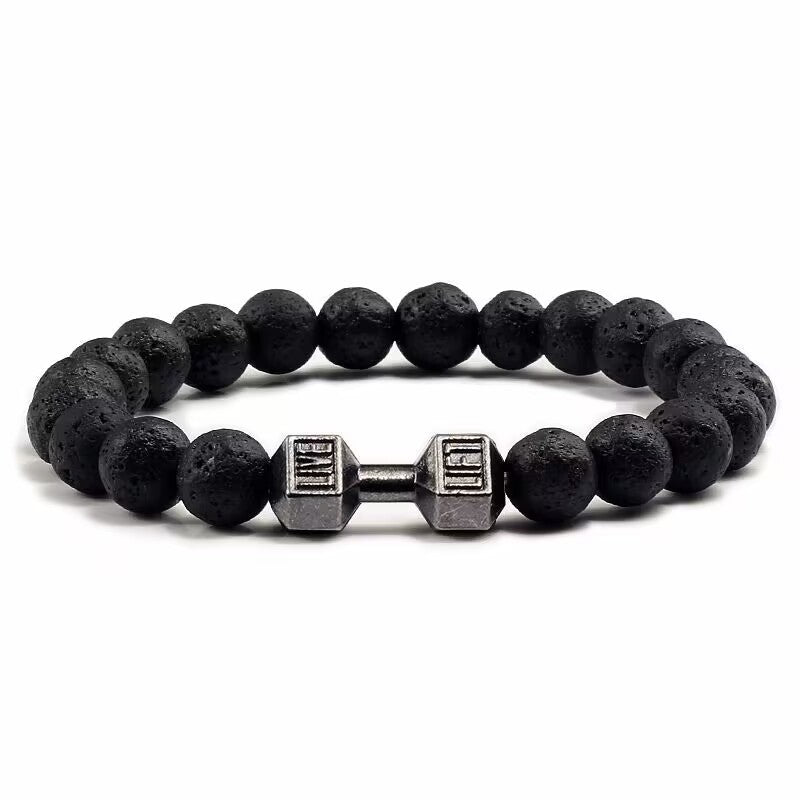 Hip-Hop Geometric Letter Alloy Volcanic Rock Unisex Bracelets