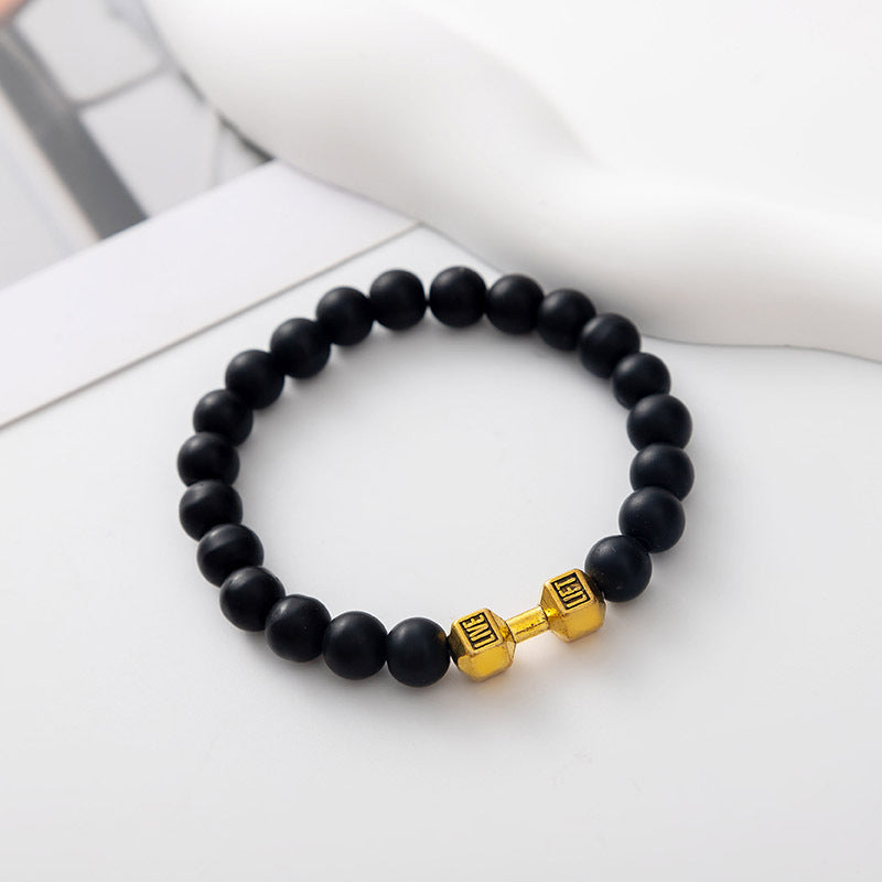 Hip-Hop Geometric Letter Alloy Volcanic Rock Unisex Bracelets