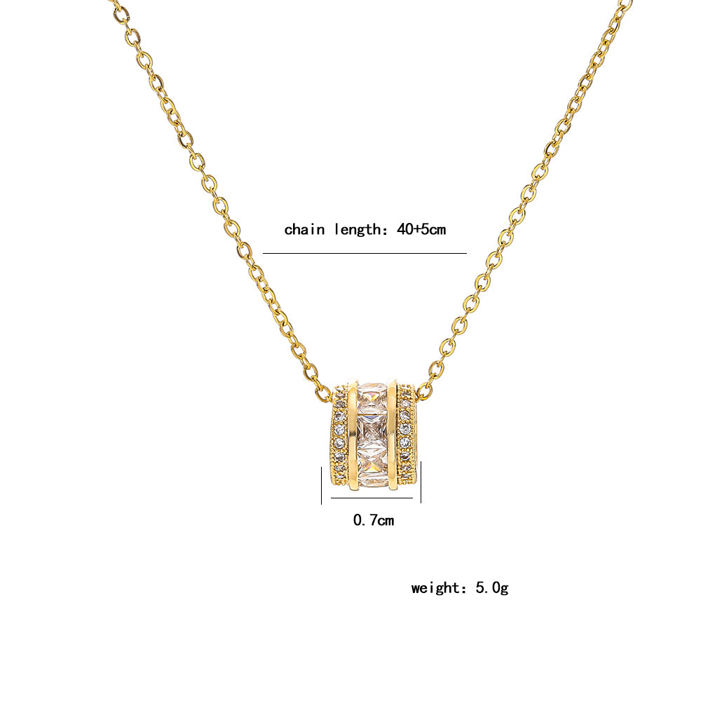 Titanium Steel Gold Plated Glam Luxurious Plating Inlay Solid Color Diamond Pendant Necklace