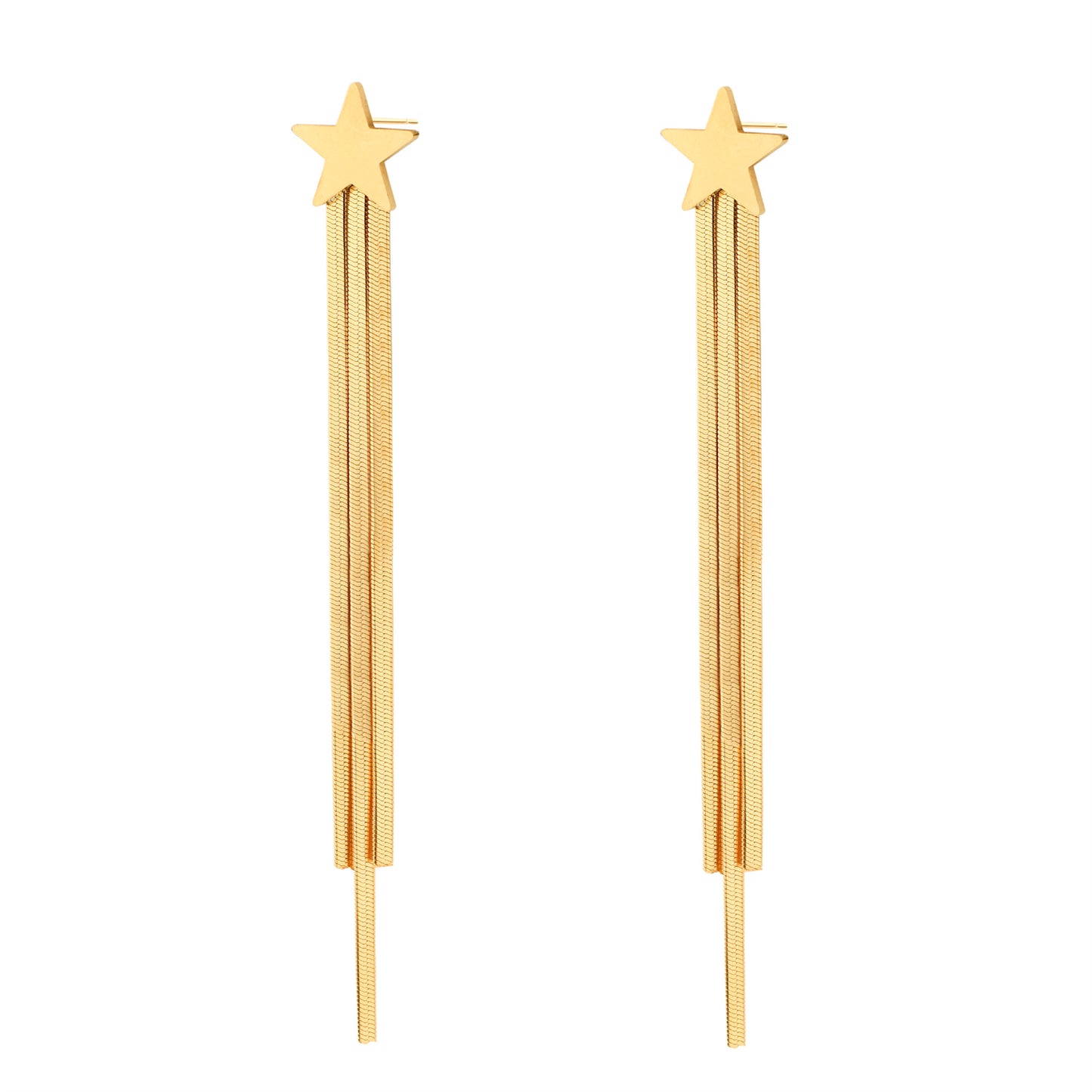 1 Pair IG Style Simple Style Star Tassel Stainless Steel Titanium Steel 18K Gold Plated Drop Earrings