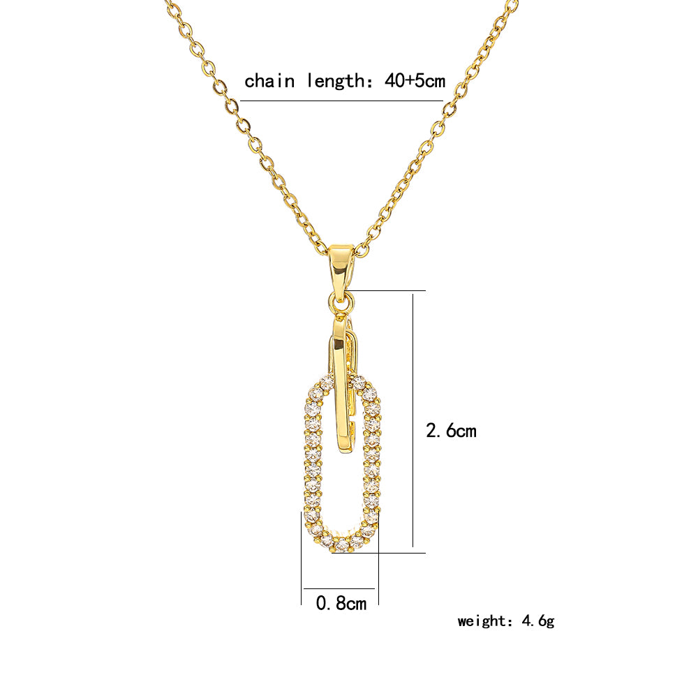 Titanium Steel Gold Plated Glam Luxurious Plating Inlay Solid Color Diamond Pendant Necklace