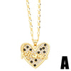 Copper Cute Heart Shape Inlay Zircon Pendant Necklace