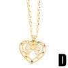 Copper Cute Heart Shape Inlay Zircon Pendant Necklace