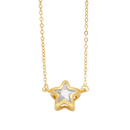 Copper Simple Style Star Plating Inlay Zircon Pendant Necklace