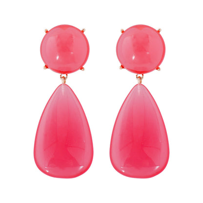 1 Pair Casual Round Water Droplets Enamel Inlay Resin Resin Drop Earrings