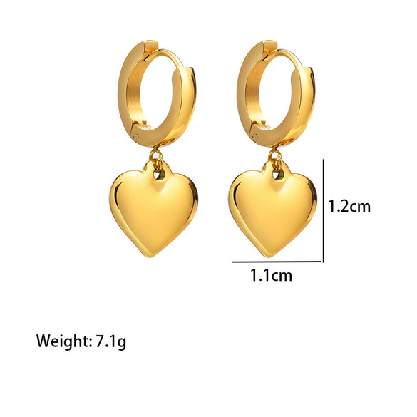 Titanium Steel 18K Gold Plated Vacation Simple Style Commute Heart Shape Polishing Bracelets Earrings Necklace