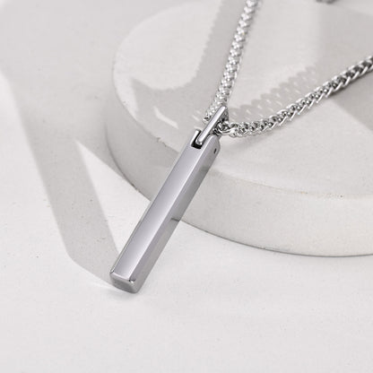 Stainless Steel Simple Style Rectangle Three-dimensional Pendant Necklace