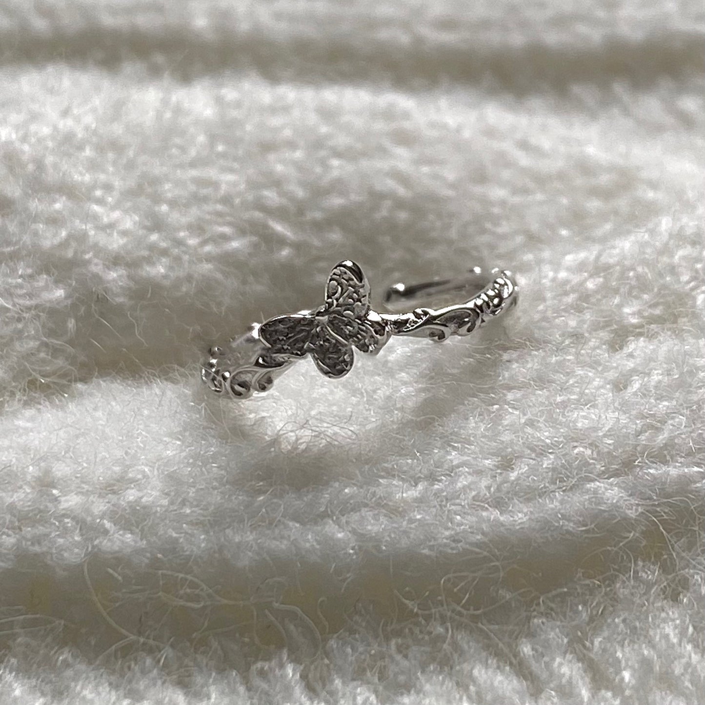 Sterling Silver Elegant Simple Style Butterfly Plating Open Rings