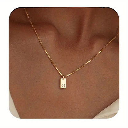 Titanium Steel Simple Style Letter Rectangle Plating Pendant Necklace