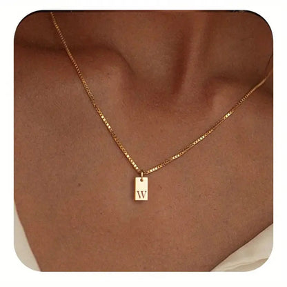 Titanium Steel Simple Style Letter Rectangle Plating Pendant Necklace