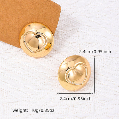 1 Pair Simple Style Round Heart Shape Alloy Ear Studs