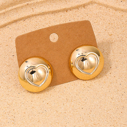 1 Pair Simple Style Round Heart Shape Alloy Ear Studs