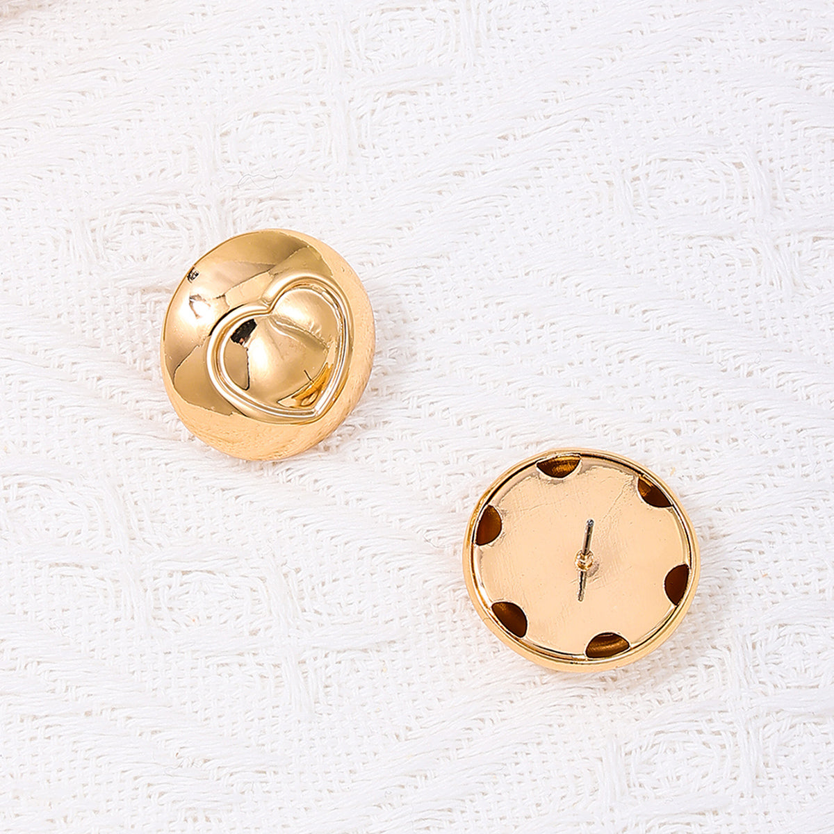 1 Pair Simple Style Round Heart Shape Alloy Ear Studs