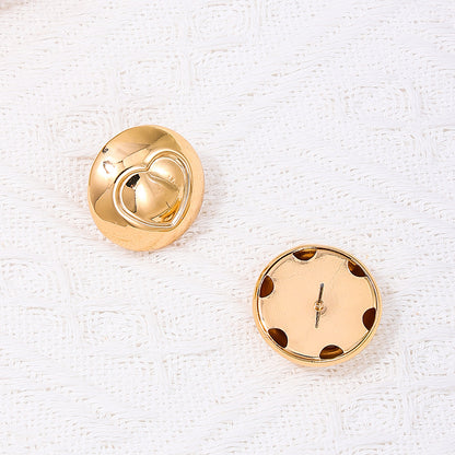 1 Pair Simple Style Round Heart Shape Alloy Ear Studs