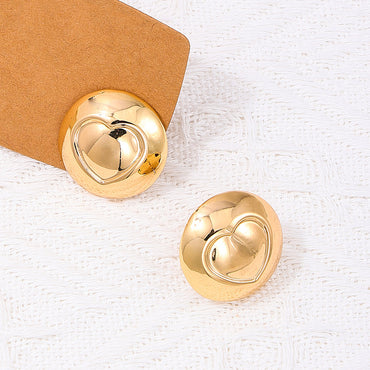 1 Pair Simple Style Round Heart Shape Alloy Ear Studs