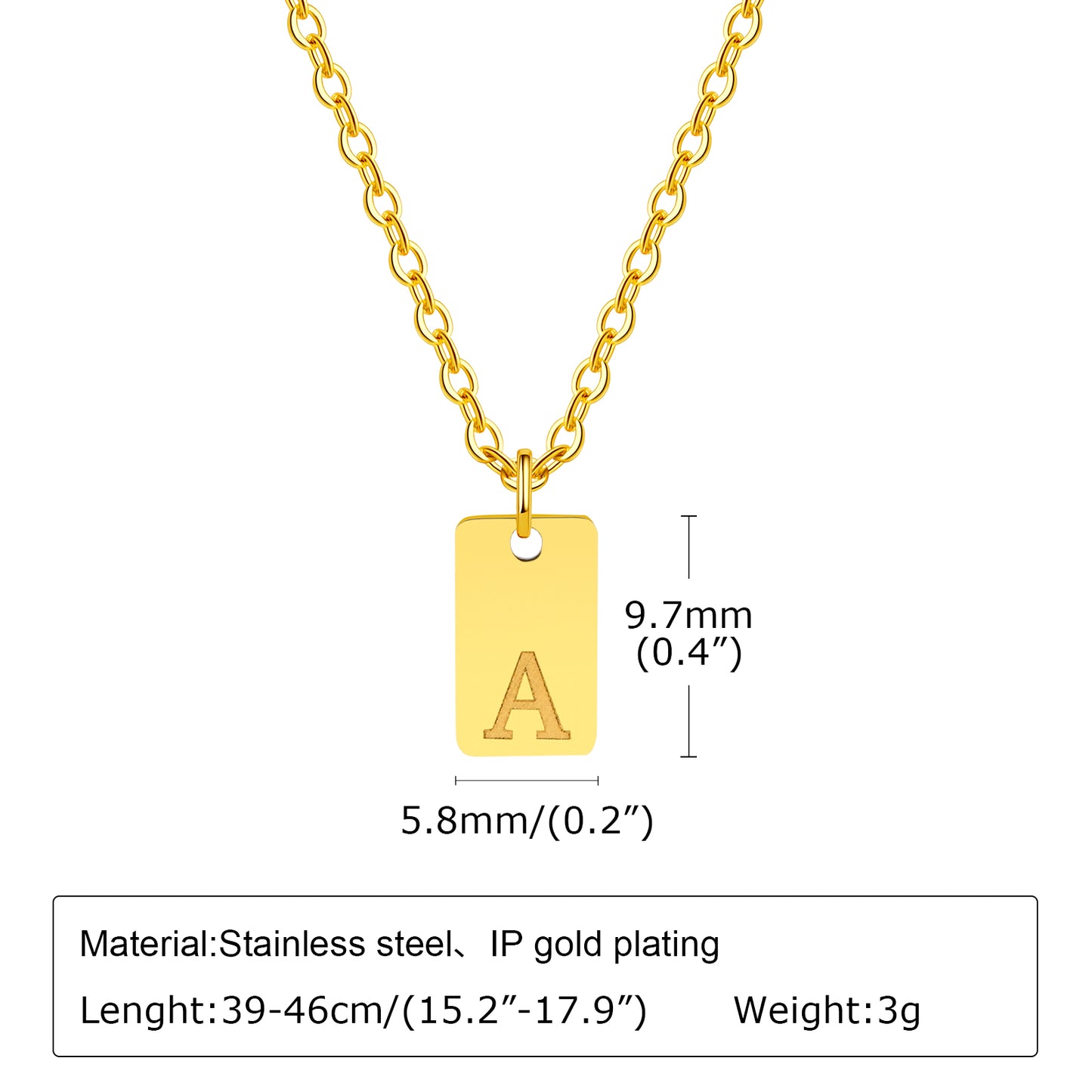 Stainless Steel 18K Gold Plated IG Style Letter Pendant Necklace