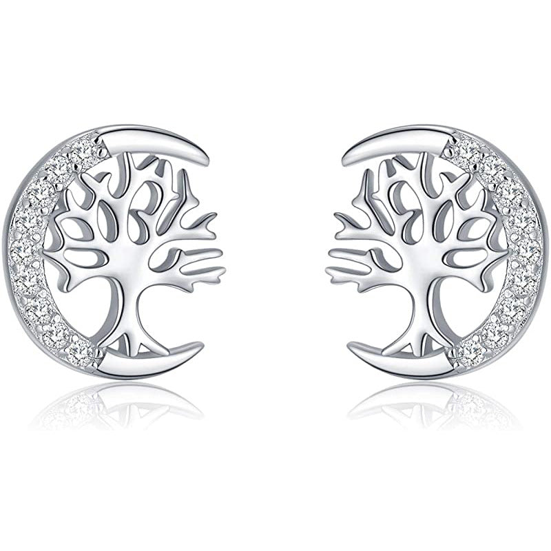 1 Pair Elegant Simple Style Life Tree Plating Sterling Silver Ear Studs