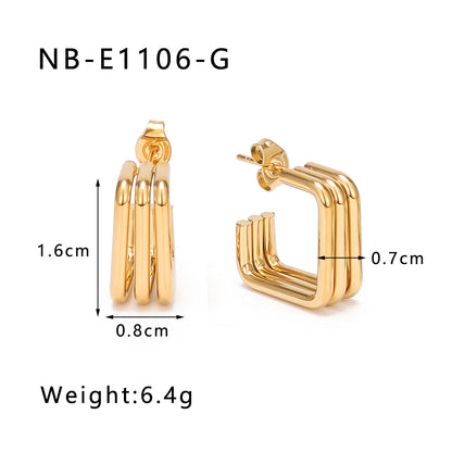 1 Pair IG Style Geometric Solid Color Stainless Steel 18K Gold Plated Silver Plated Ear Studs