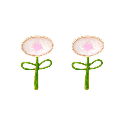 1 Pair Cartoon Style Cute Leaf Flower Enamel Alloy Ear Studs