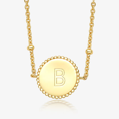 Sterling Silver Gold Plated Simple Style Round Letter Necklace