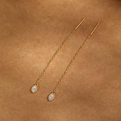 1 Pair Simple Style Water Droplets Inlay Sterling Silver Zircon White Gold Plated Gold Plated Ear Line