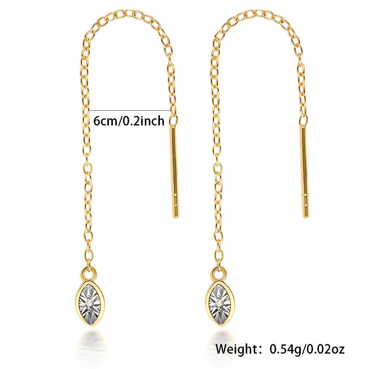 1 Pair Simple Style Water Droplets Inlay Sterling Silver Zircon White Gold Plated Gold Plated Ear Line