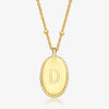 Sterling Silver Gold Plated Simple Style Roman Style British Style Letter Oval Pendant Necklace