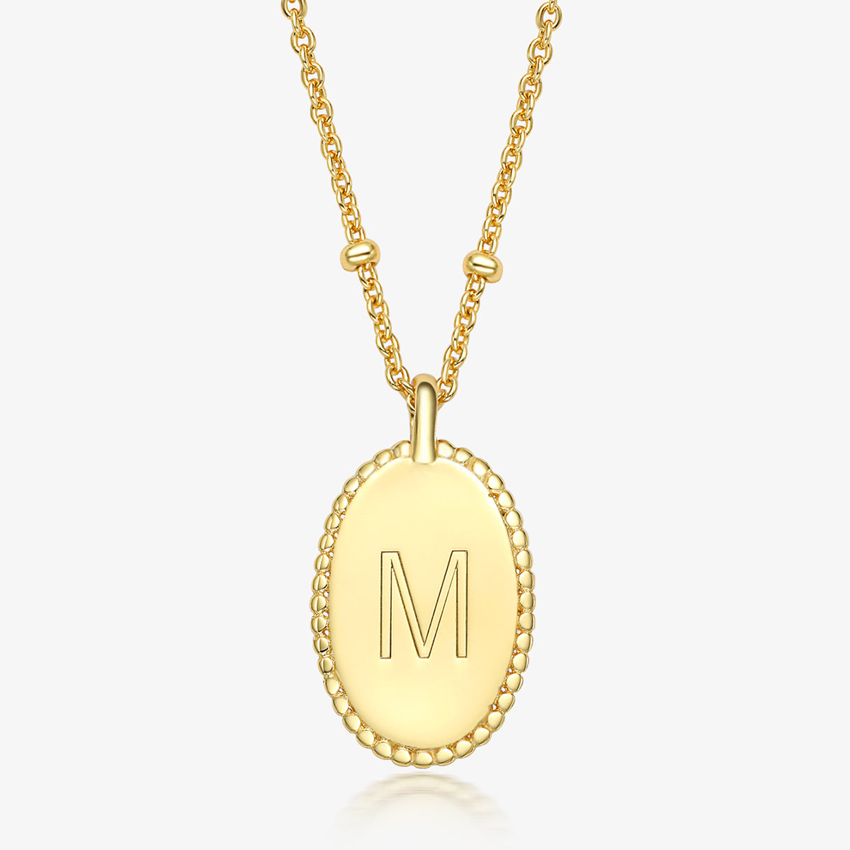 Sterling Silver Gold Plated Simple Style Roman Style British Style Letter Oval Pendant Necklace