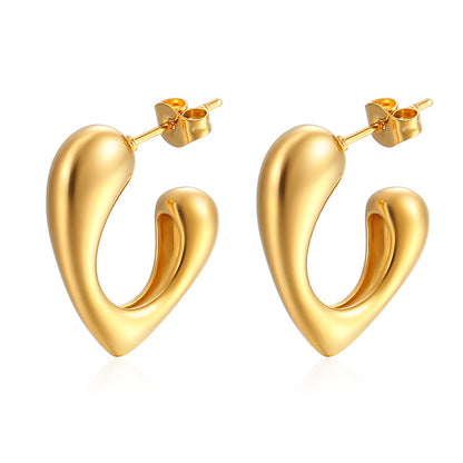 1 Pair Simple Style Heart Shape Stainless Steel 18K Gold Plated Ear Studs