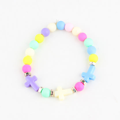 Sweet Cross Devil's Eye Color Block Arylic Alloy Polyester Beaded Women's Bracelets