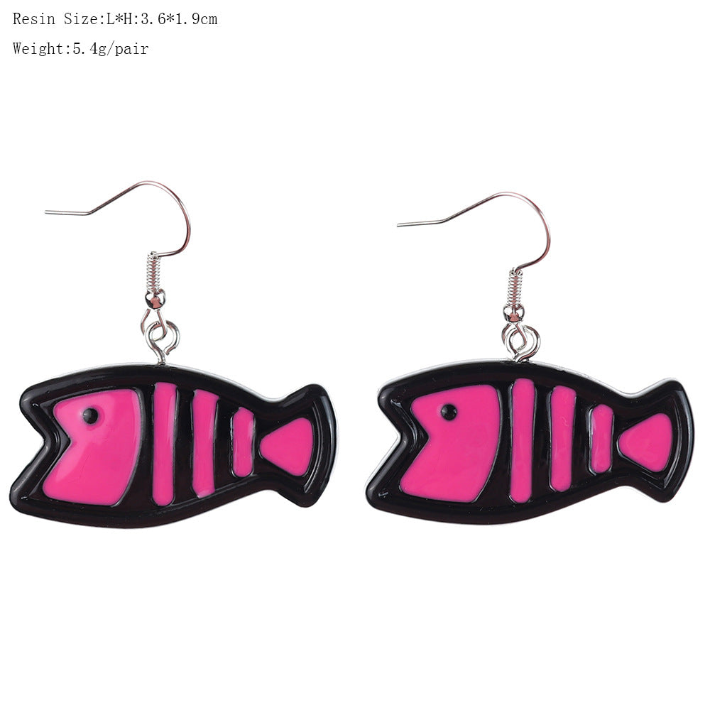 1 Pair Cartoon Style Cute Cat Fish Plastic Drop Earrings